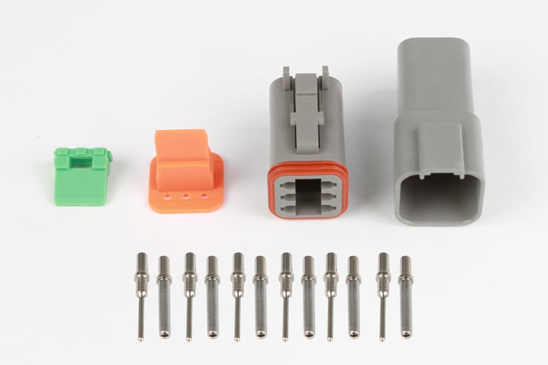Haltech Plug and Pins Only - Matching Set of Deutsch DT-6 Connectors  (DT06-6S + DT04-6P) - (13 Amp) HT-031115