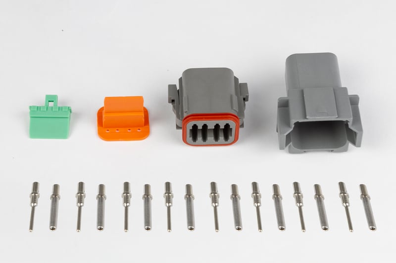 Haltech Plug and Pins Only - Matching Set of Deutsch DT-8 Connectors  (DT06-8S + DT04-8P) - (13 Amp) HT-031116