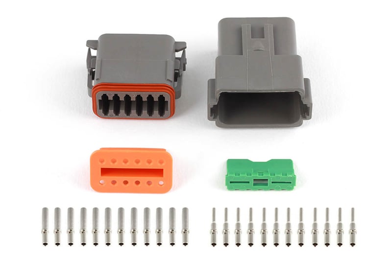 Haltech Plug and Pins Only - Matching Set of Deutsch DT-12 Connectors  (DT06-12S + DT04-12P) - (13 Amp) HT-031117