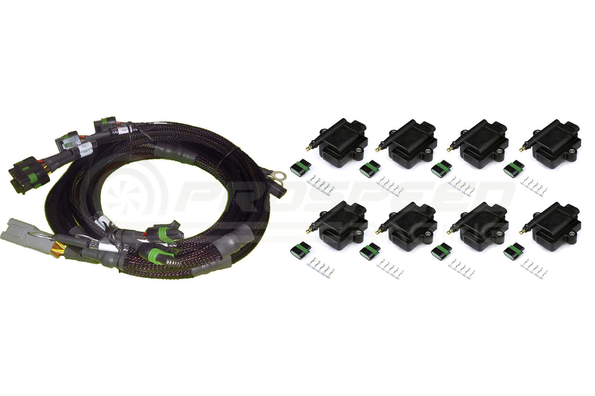 Haltech 8 Channel Individual High Output IGN-1A Inductive Coil + Harness Kit Suit Elite 2500 - GM/Ch