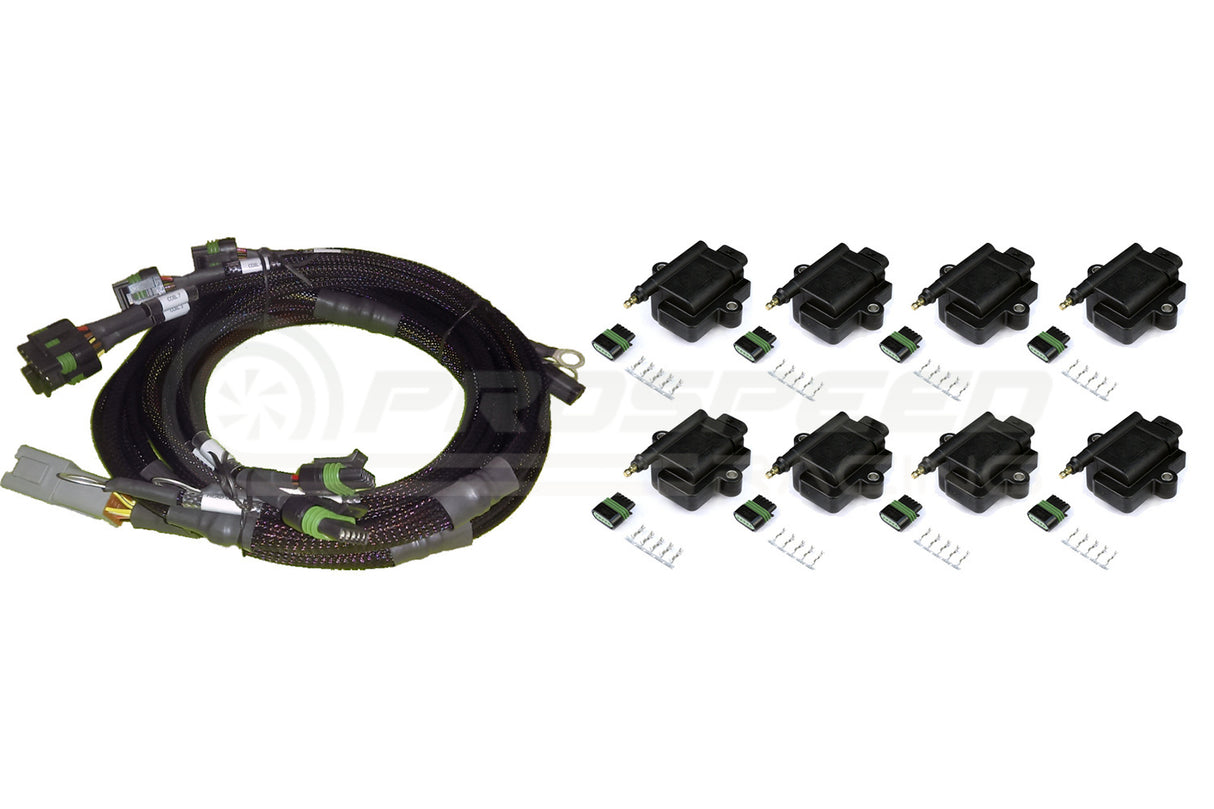Haltech 8 Channel Individual High Output IGN-1A Inductive Coil + Harness Kit Suit Elite 2500 - Ford 