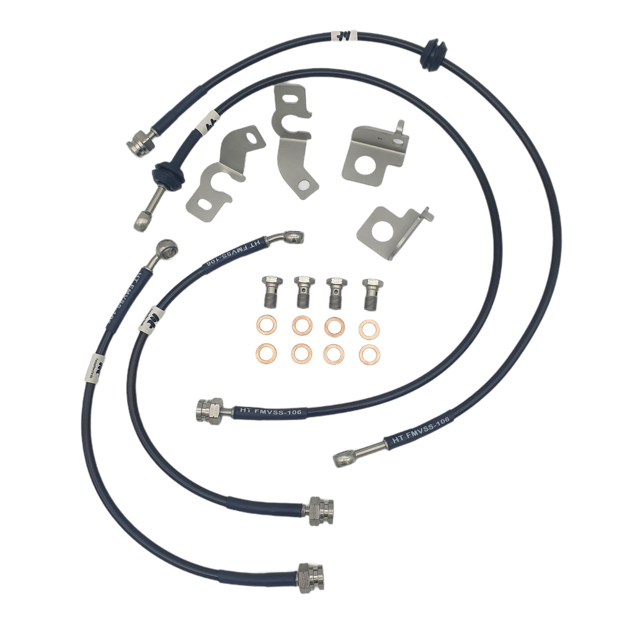 Hosetechnik Braided Brake Line Kit Hyundai Kona N HT-HYN-4-KONA-BLACK