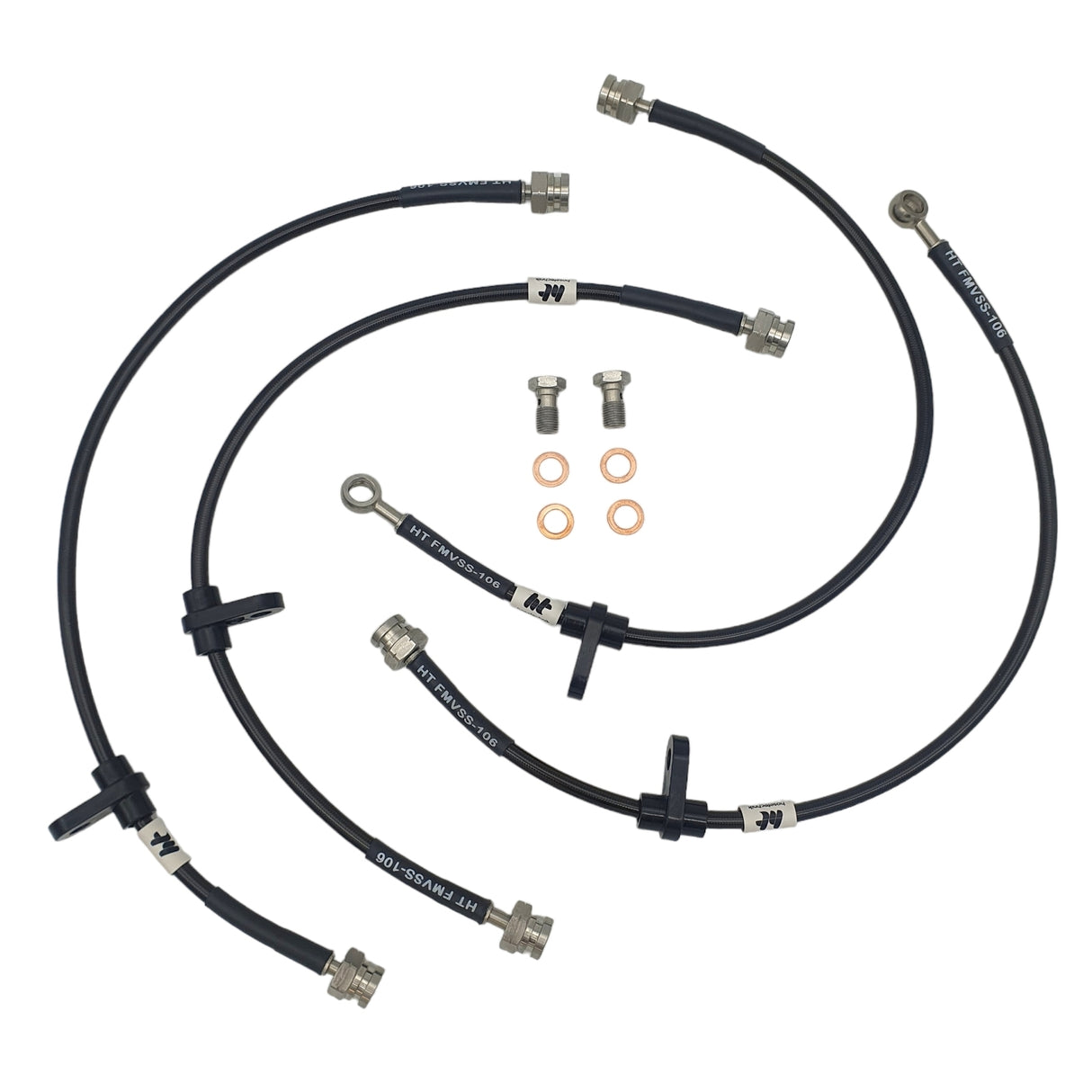 Hosetechnik Braided Brake Line Kit Mitsubishi Evo X HT-MIT-4-081-BLACK