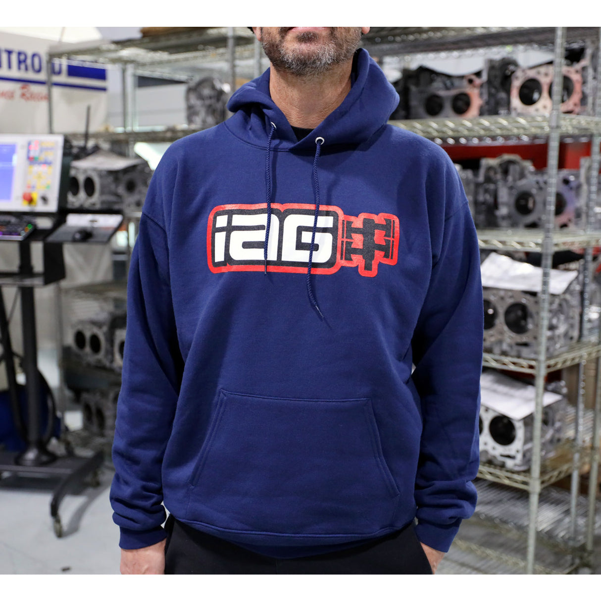 IAG Performance Boxer Logo Navy Hoodie