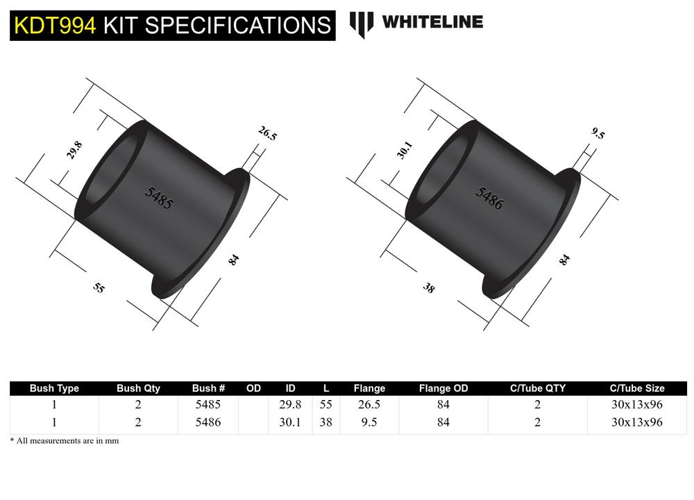 Whiteline Rear Beam Axle Bushing Kit