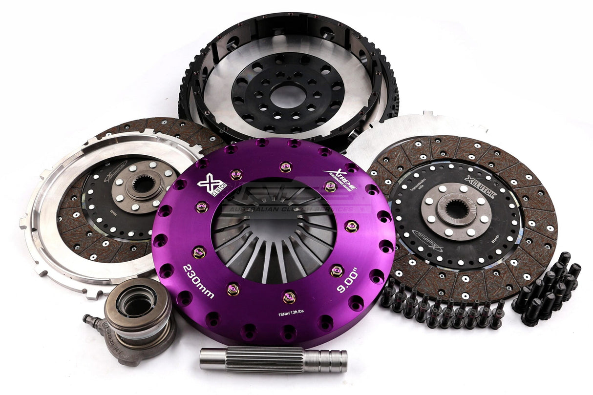 Xtreme 230mm Twin Plate Solid Organic Clutch Kit incl. SMF & CSC Ford Focus RS/ST/XR5 LS, LT, LV 06-12/Volvo B5254T 2.5L 03-12 KFD23648-2G
