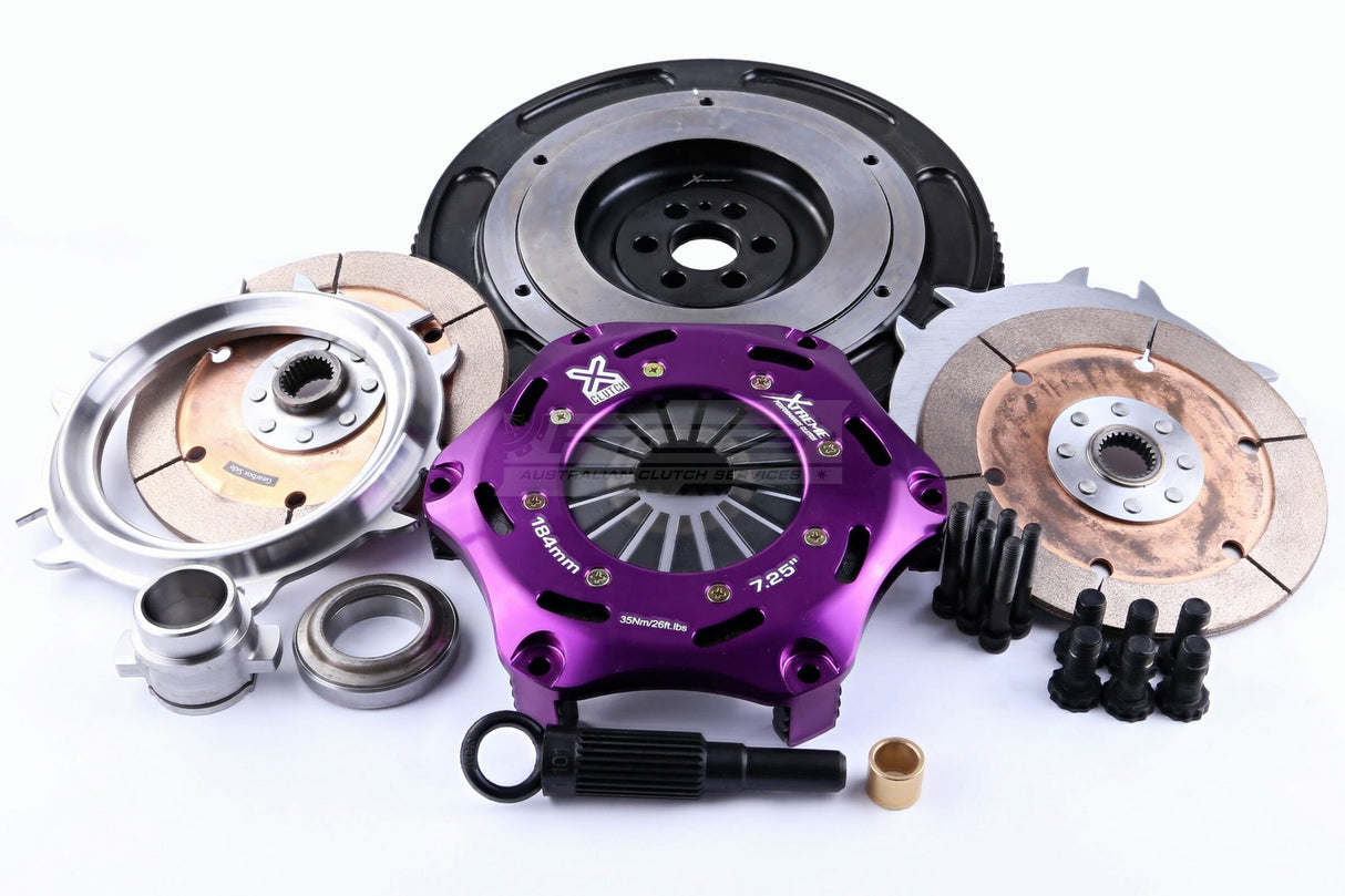 Xtreme 184mm Twin Plate Solid Ceramic Clutch Kit incl. Flywheel Holden Commodore VL RB30ET/Nissan Skyline R31, R32, R33, R34 RB25/RB26 (5MT) KNI18520-2E