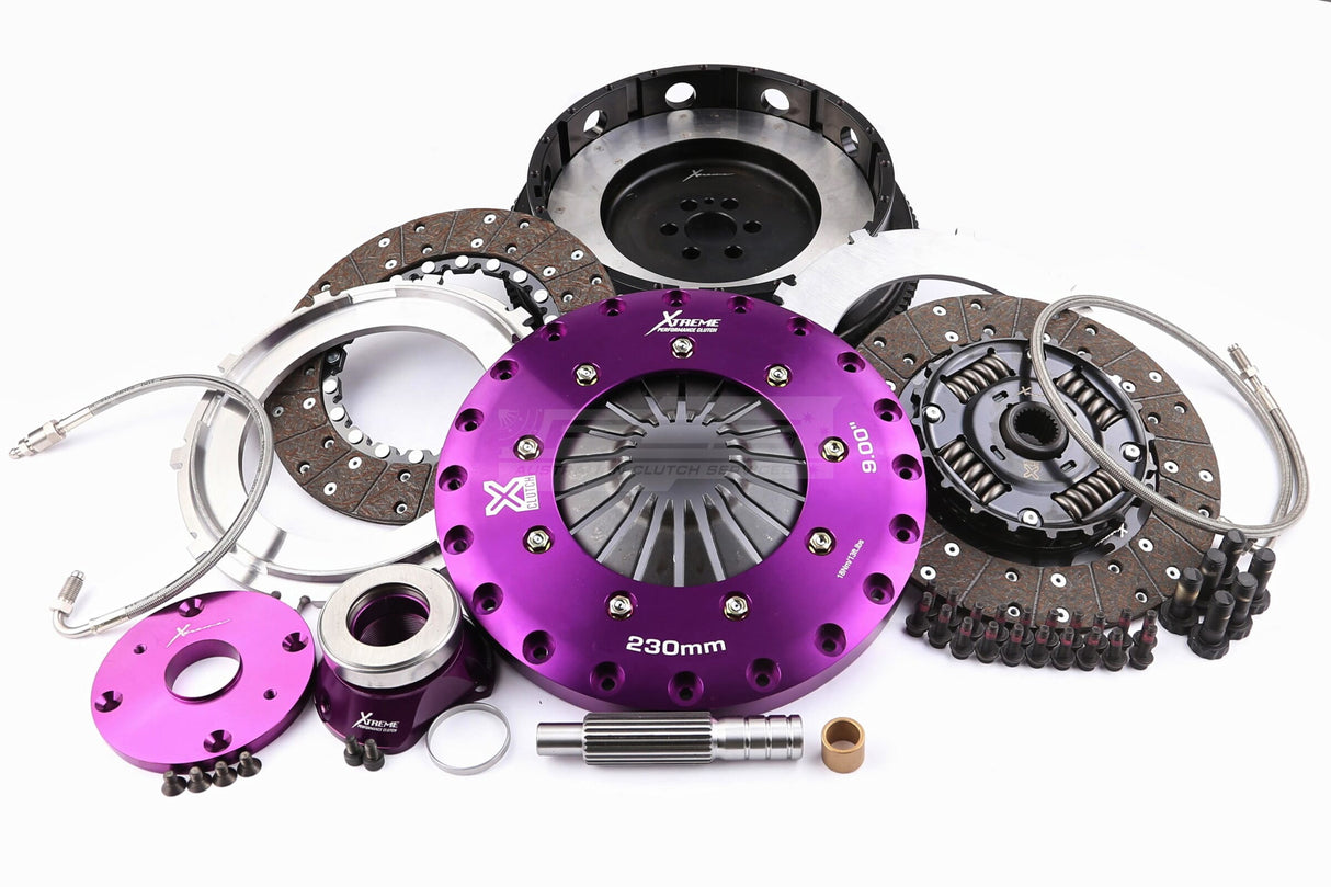 Xtreme 230mm Twin Plate Sprung Organic Clutch Kit incl. SMF & CSC Nissan Skyline GT-R R34 RB26DETT 2.6L 99-02 KNI23683-2A