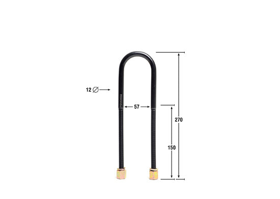 Whiteline Round U Bolts 58mm ID, 270mm Length, 12mm Thread