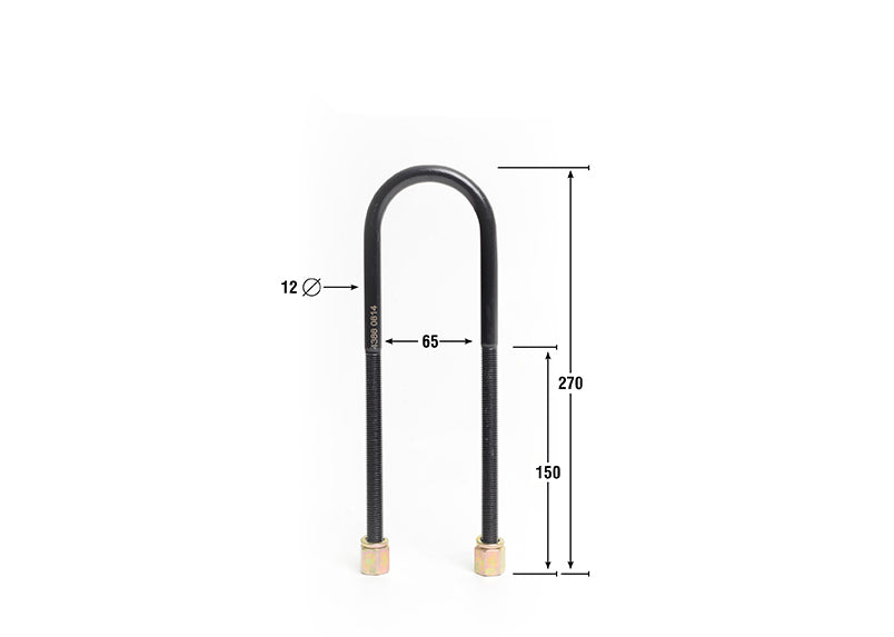 Whiteline Round U Bolts 65mm ID, 270mm Length, 12mm Thread