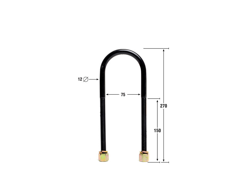 Whiteline Round U Bolts 75mm ID, 270mm Length, 12mm Thread