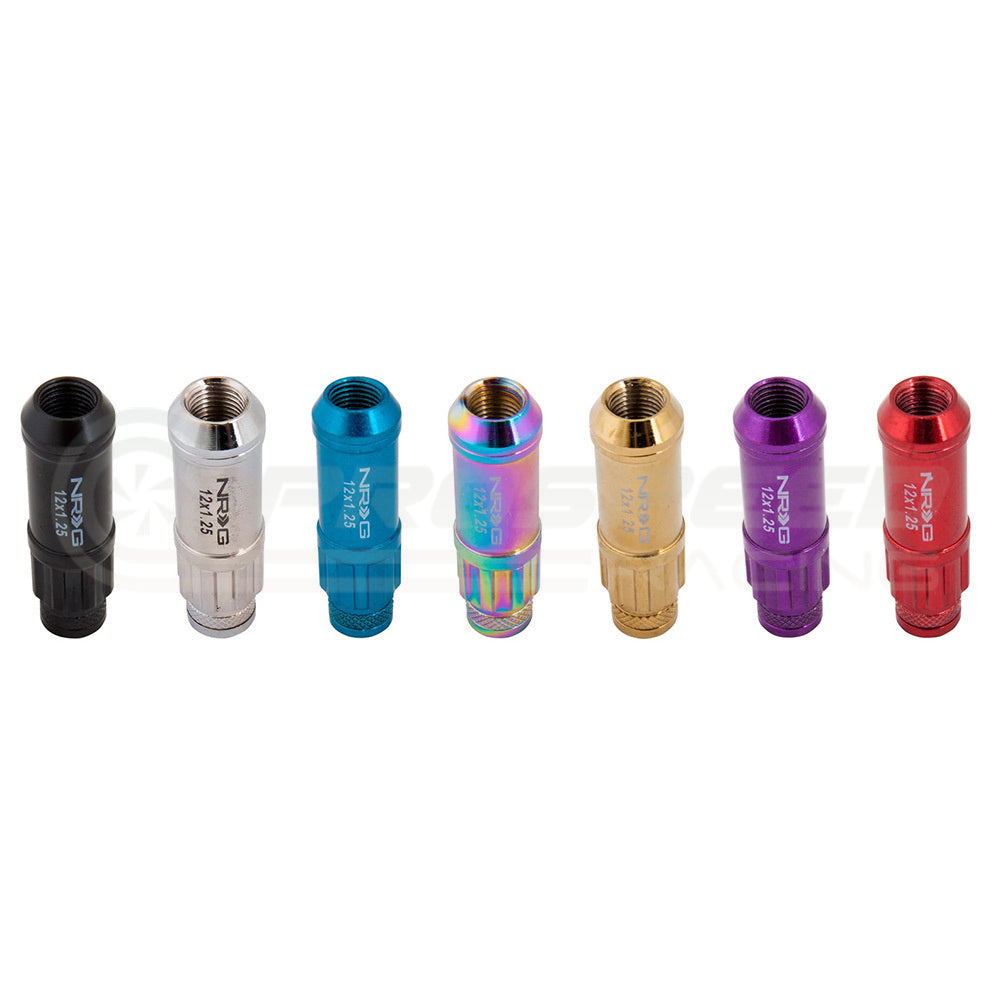 NRG 700 Series Long Steel Wheel Lug Nuts w/Dust Caps - M12x1.5 LN-LS700BK-21 LN-LS700SL-21  | PSR