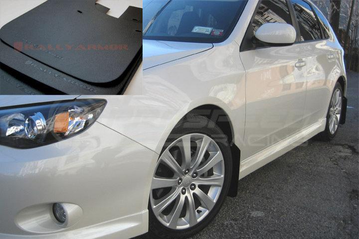 Rally Armor Basic Mud Flaps Black/Black Logo - Subaru WRX GE GH 08-11/Impreza GE GH 08-11 MF6-BAS-BL