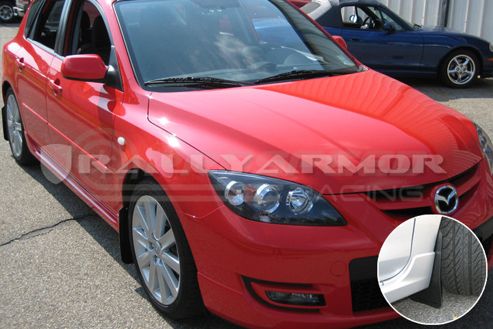Rally Armor Basic Mud Flaps Black/Black Logo - Mazda 3 BK 03-08 MF9-BAS-BLK | Pro Speed Racing