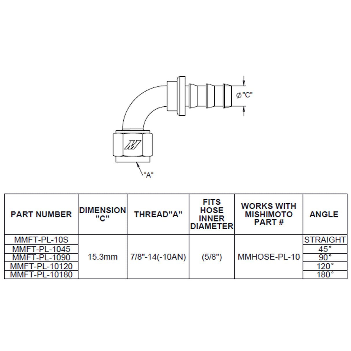 Mishimoto 180-Degree Push Lock Fitting