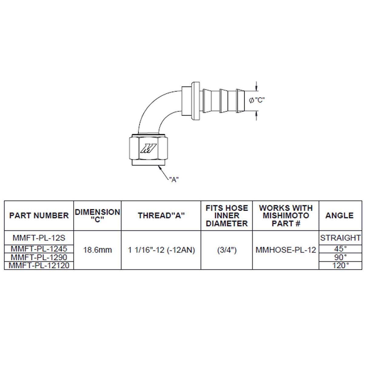 Mishimoto 45-Degree Push Lock Fitting