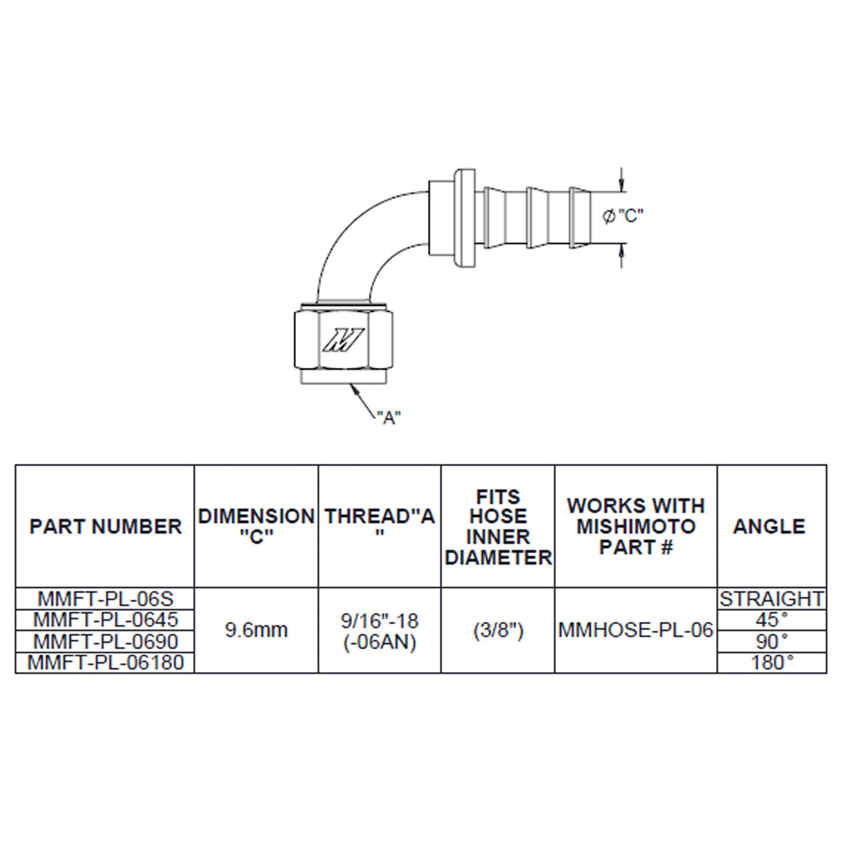 Mishimoto 90-Degree Push Lock Fitting