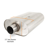 Mishimoto Universal Muffler with 2.5" Center Inlet/Outlet - Brushed