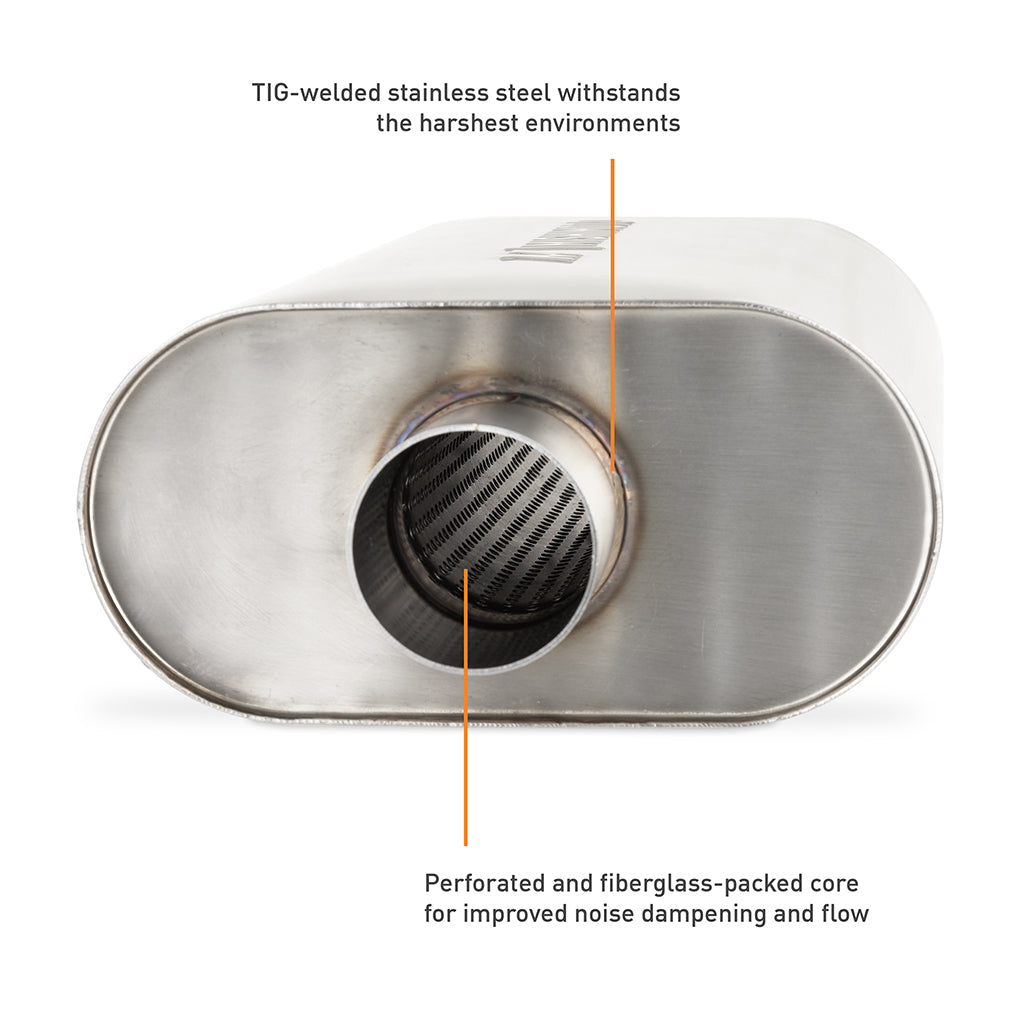 Mishimoto Universal Muffler with 2.5" Center Inlet/Outlet - Brushed