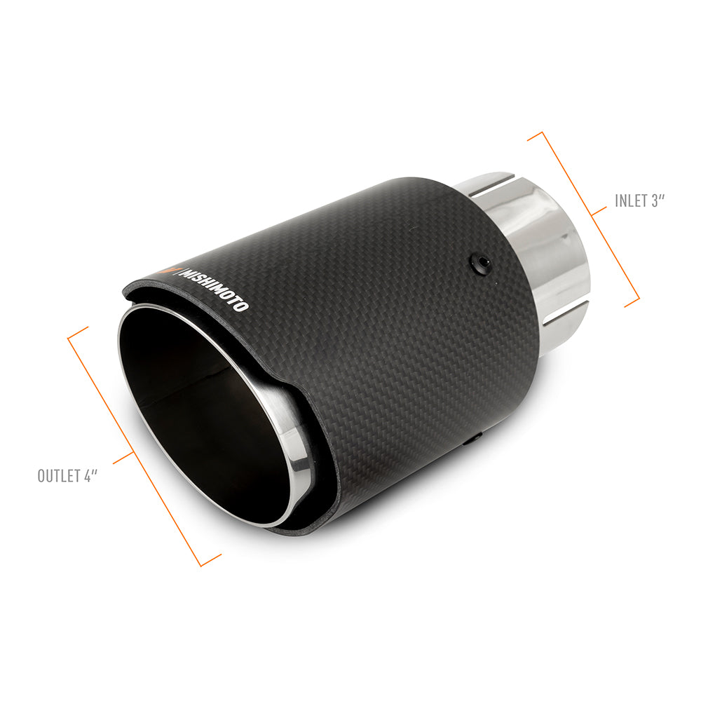 Mishimoto Carbon Fiber Muffler Tip, 3" Inlet, 4" Outlet - Polished
