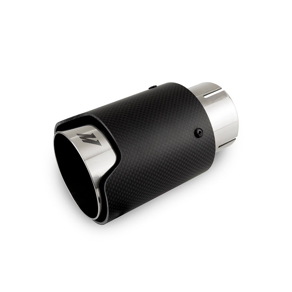Mishimoto Carbon Fiber Muffler Tip, 2.5" Inlet,3.5" Outlet - Polished w/ M Logo