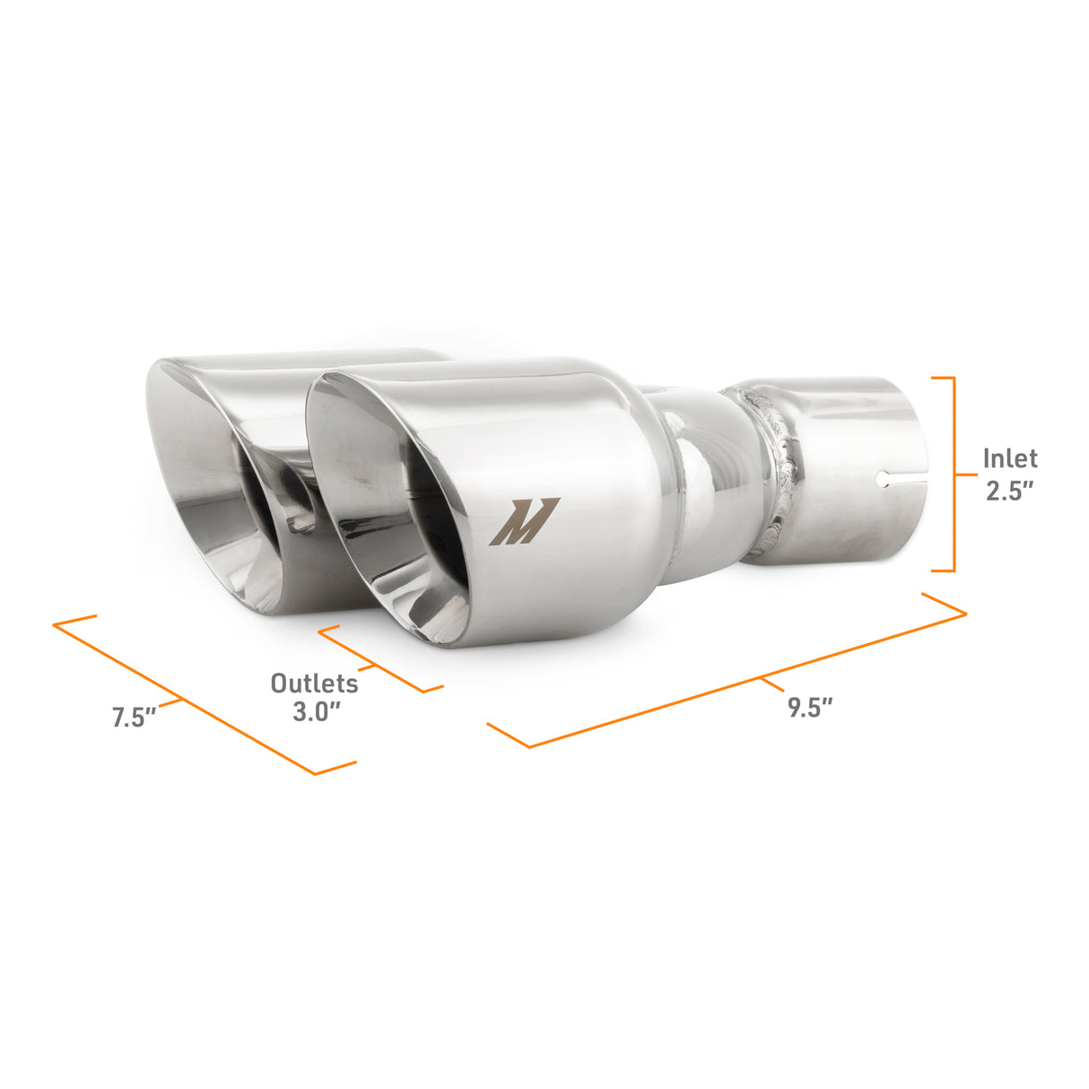 Mishimoto Dual Offset Tips, 2.5" Inlet, 3" Outlet, Slash Cut