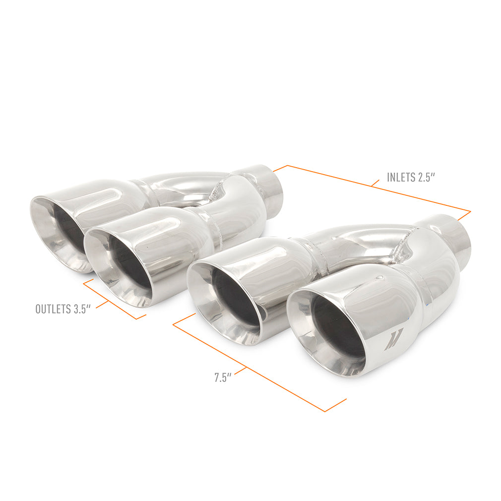 Mishimoto Universal Steel Muffler Tip, 2.5" Inlet, Dual Y, Polished