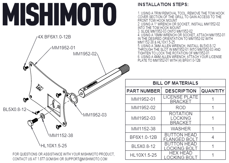 Mishimoto License Plate Relocation Kit