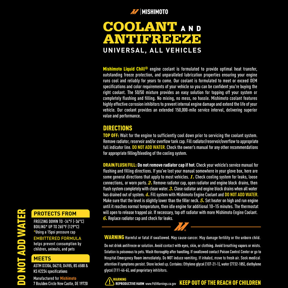 Mishimoto Liquid Chill EG Coolant - Yellow