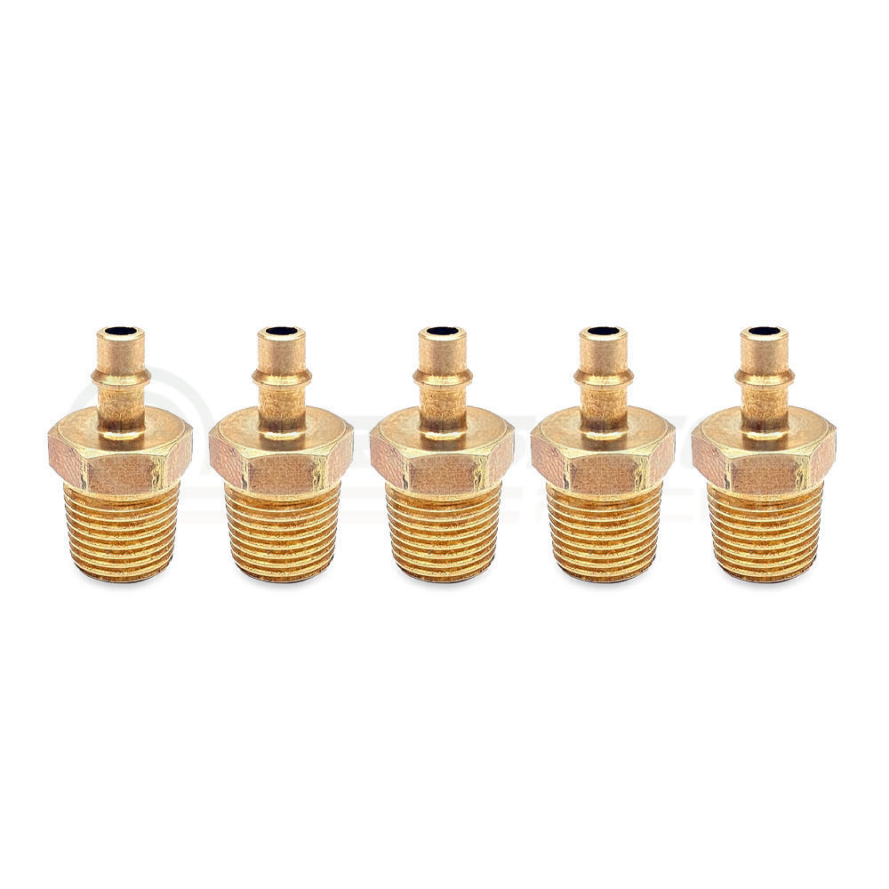 Brass 1/8" NPT Straight 3mm Hose Barb Fitting 5 Pack | Pro Speed Racing