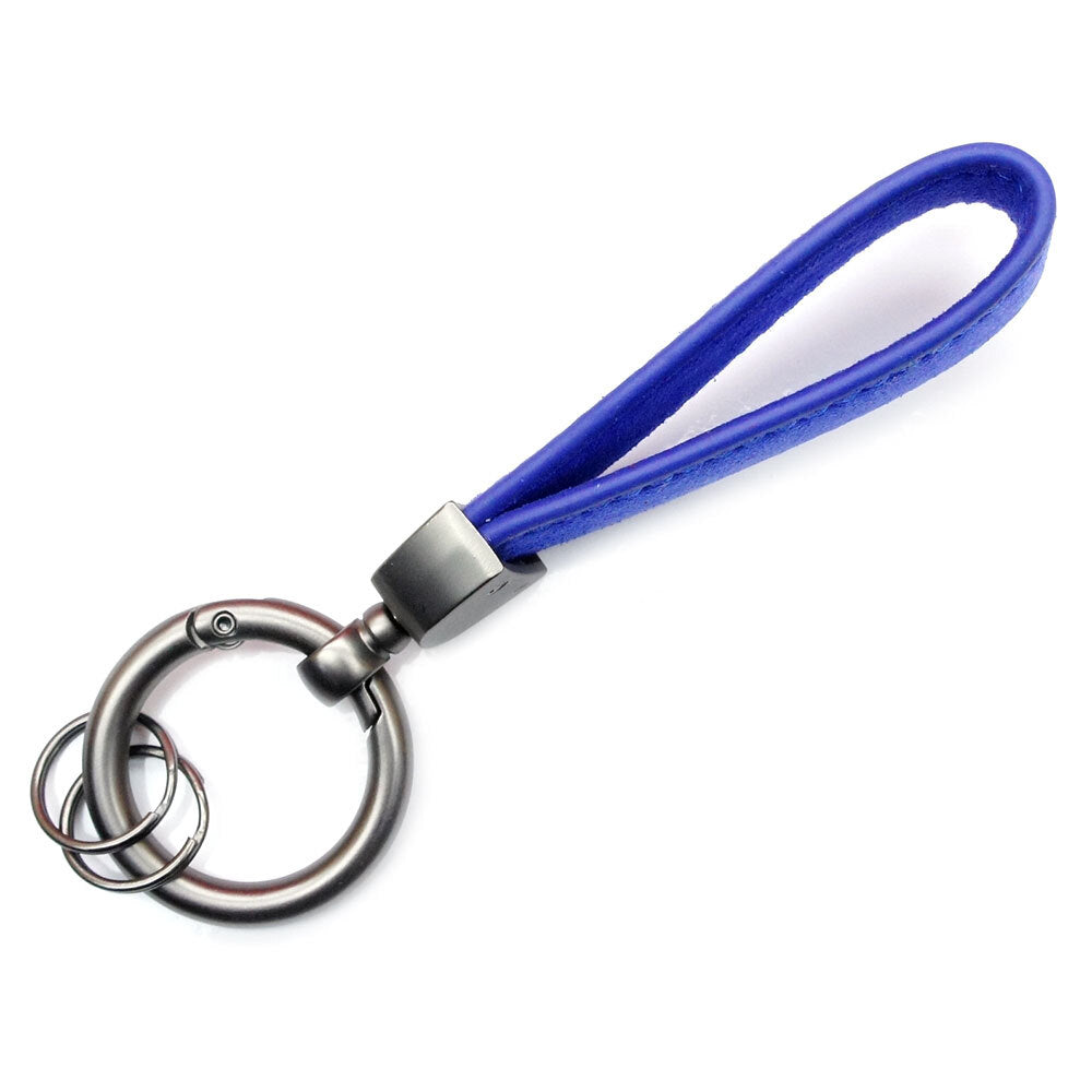 PSR Deluxe Leather Jet Tag Key Ring Blue w/Mercedes Benz AMG Logo
