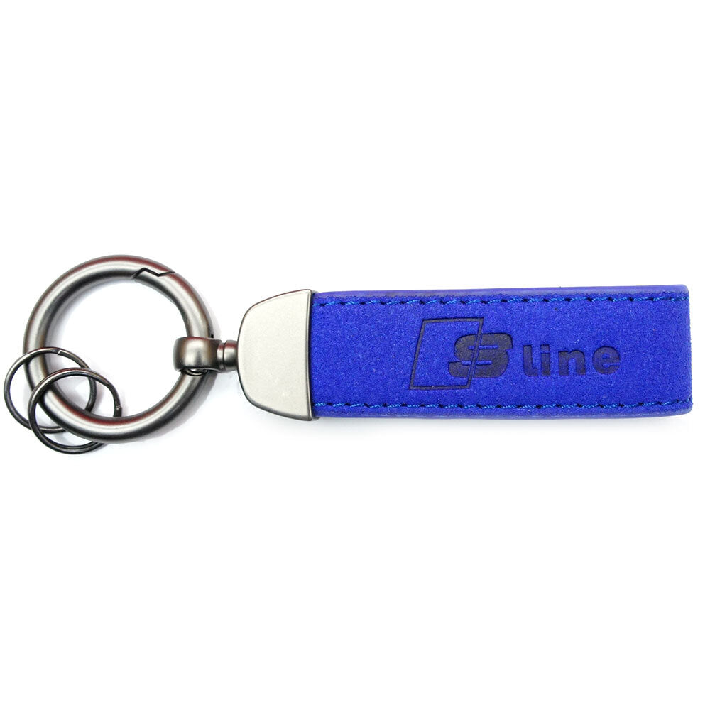 PSR Deluxe Leather Jet Tag Key Ring Blue w/Audi S Line Logo | Pro Speed Racing