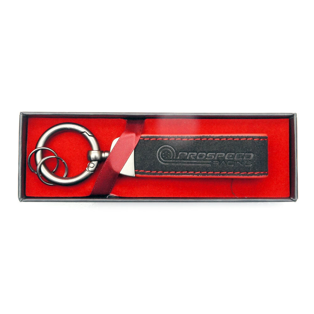 PSR Deluxe Leather Jet Tag Key Ring Black/Red