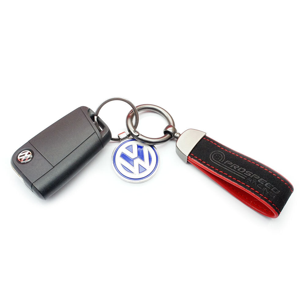 PSR Deluxe Leather Jet Tag Key Ring Black/Red