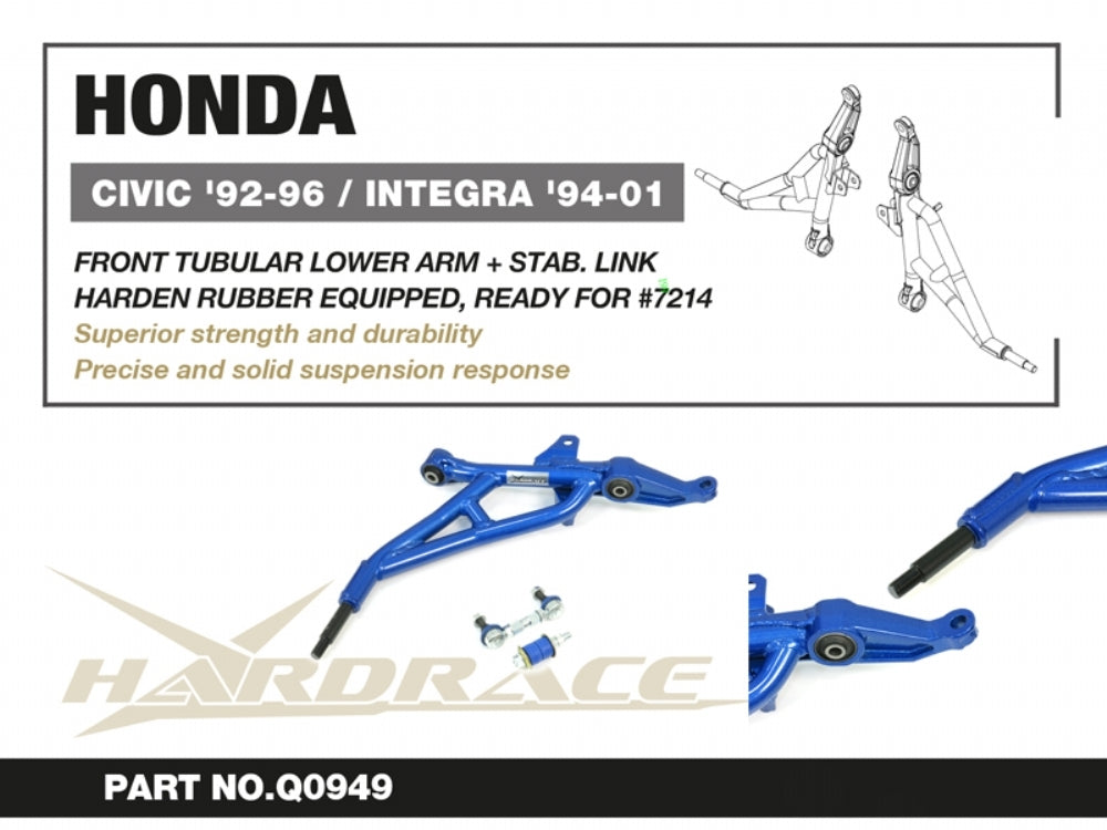 Hardrace Front Tubular Lower Control Arm Set w/Rubber Bush