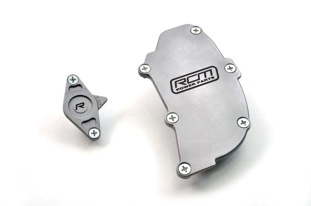 RCM 2 Piece Silver Billet Gudgeon Pin & Oil Separator Cover Kit