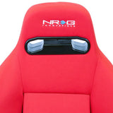 NRG Reclinable Sport Bucket Seat PAIR - Red Cloth w/Red Stitch
