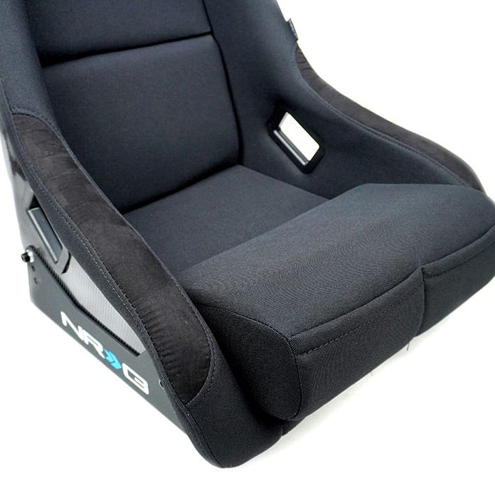 NRG Carbon Fibre/FRP Race Bucket Seat Large - Black Carbon Shell/Black Cloth