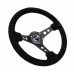 NRG Reinforced 350mm Sport 3" Deep Dish Steering Wheel - Black Hole Spoke/Black Suede/Black Stitch