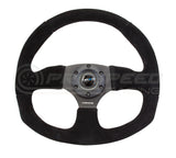 NRG Flat Botton Steering Wheel Black Suede/Black Stitching RST-009S | Pro Speed Racing