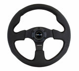 NRG Reinforced 320mm Race Steering Wheel - Black Spoke/Black Leather/Black Stitch