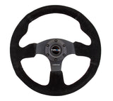NRG Reinforced 320mm Race Steering Wheel - Black Spoke/Black Suede/Black Stitch