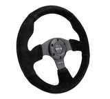 NRG Reinforced 320mm Race Steering Wheel - Black Spoke/Black Suede/Black Stitch