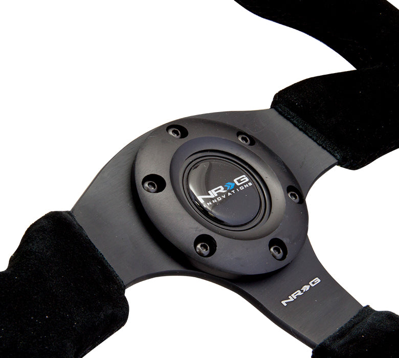 NRG Reinforced 320mm Race Steering Wheel - Black Spoke/Black Suede/Black Stitch