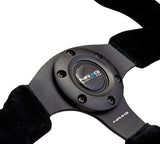 NRG Reinforced 320mm Race Steering Wheel - Black Spoke/Black Suede/Black Stitch