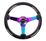 NRG Reinforced Steering Wheel 350mm - Black Sparkle w/ Neochrome RST-036BSB-MC | Pro Speed Racing