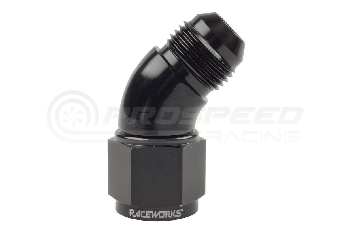 Raceworks Female To Male AN Swivel Elbow 45 Degree
