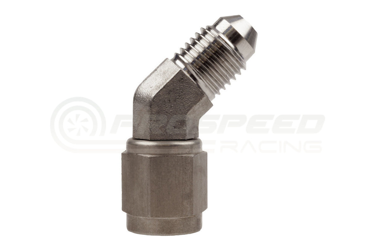 Raceworks Female to Male Stainless Steel AN Swivel Elbow 45 Degree