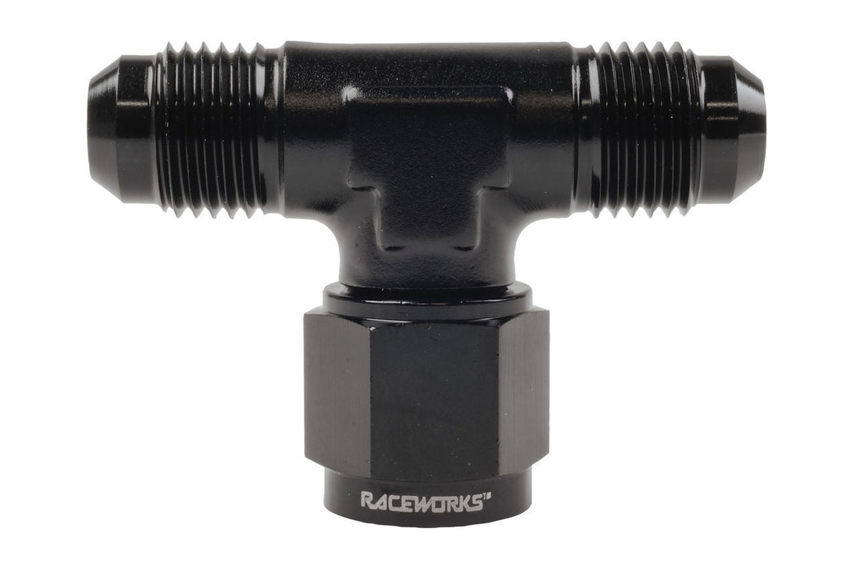 Raceworks AN Male Tee Fitting With Female Swivel On Branch
