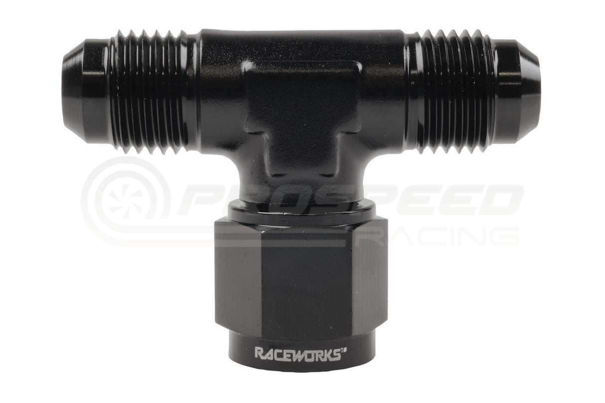 Raceworks AN Male Tee Fitting With Female Swivel On Branch